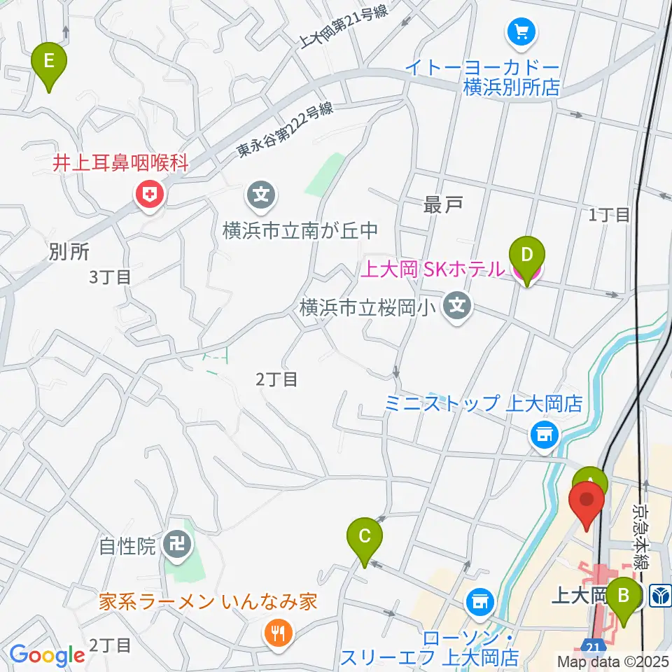 フレンド楽器 ソナーレ上大岡周辺のホテル一覧地図