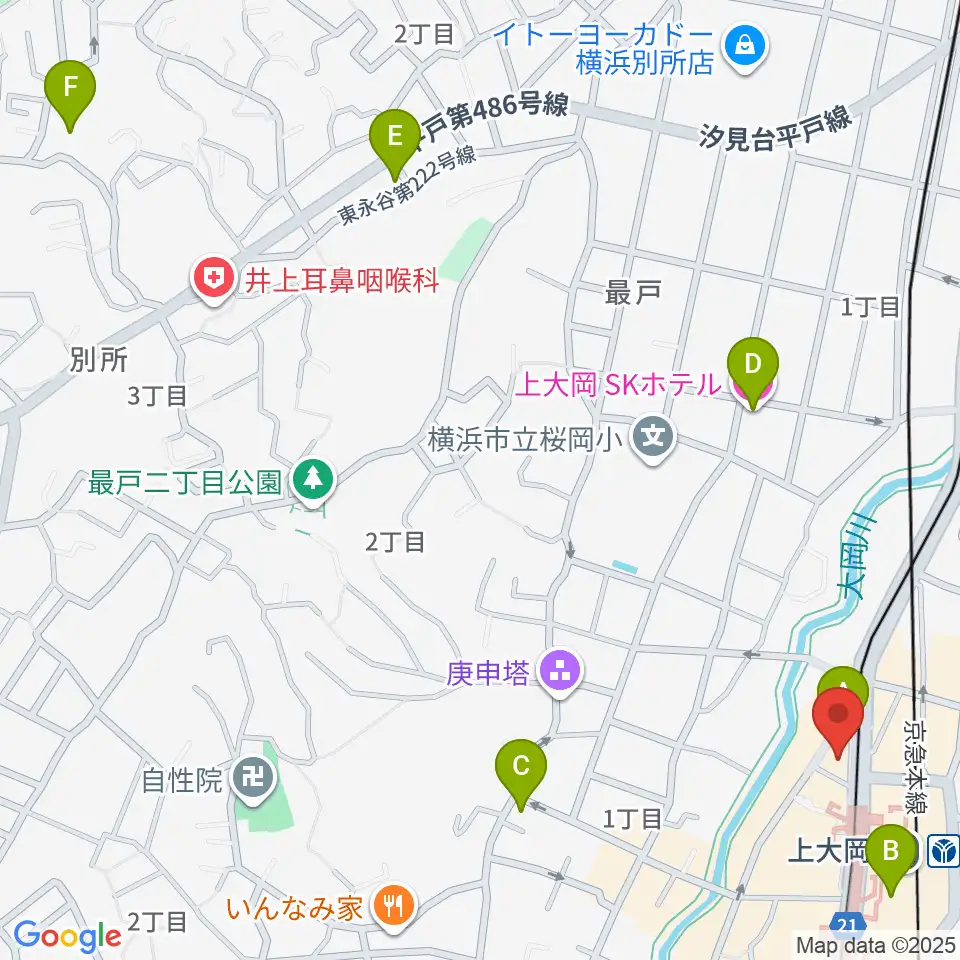 フレンド楽器 ソナーレ上大岡周辺のホテル一覧地図