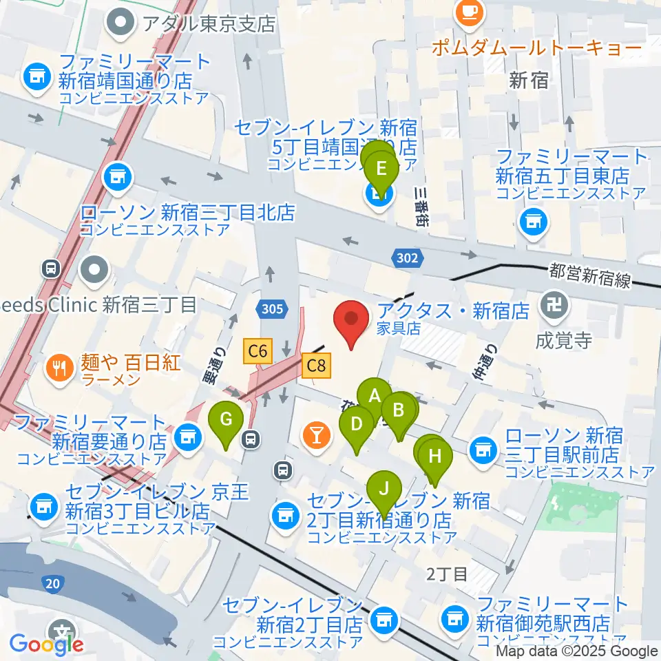 ミュージックアベニュー新宿クラッセ周辺のホテル一覧地図
