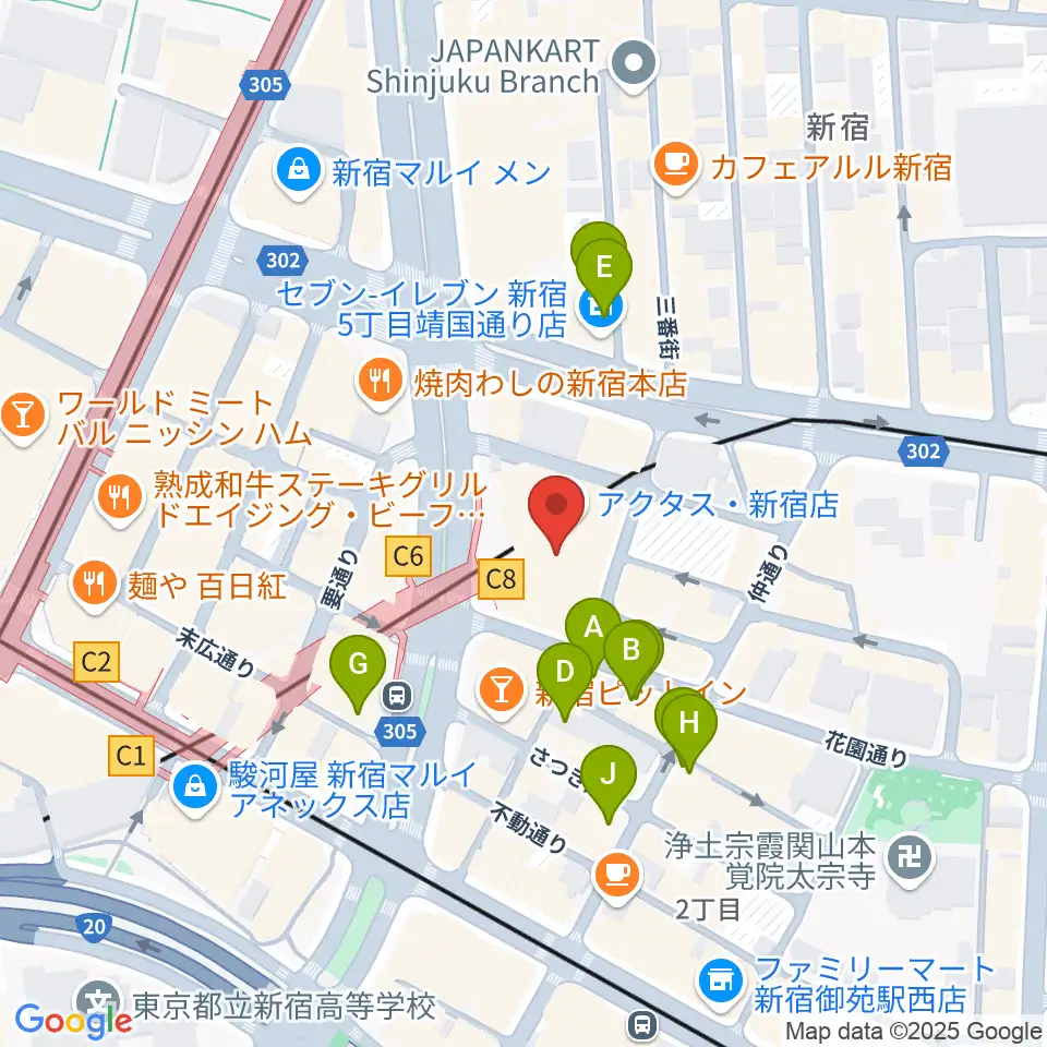 ミュージックアベニュー新宿クラッセ周辺のホテル一覧地図