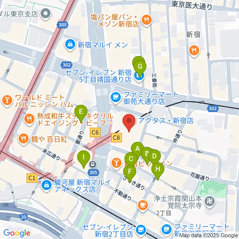ミュージックアベニュー新宿クラッセ周辺のホテル一覧地図