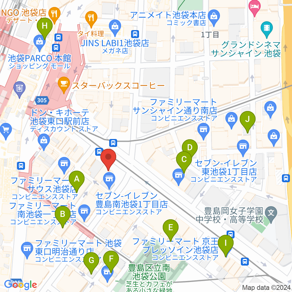 ミュージックスタジオ・フォルテ池袋店周辺のホテル一覧地図