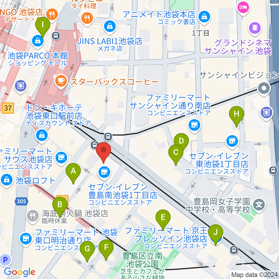 ミュージックスタジオ・フォルテ池袋店周辺のホテル一覧地図