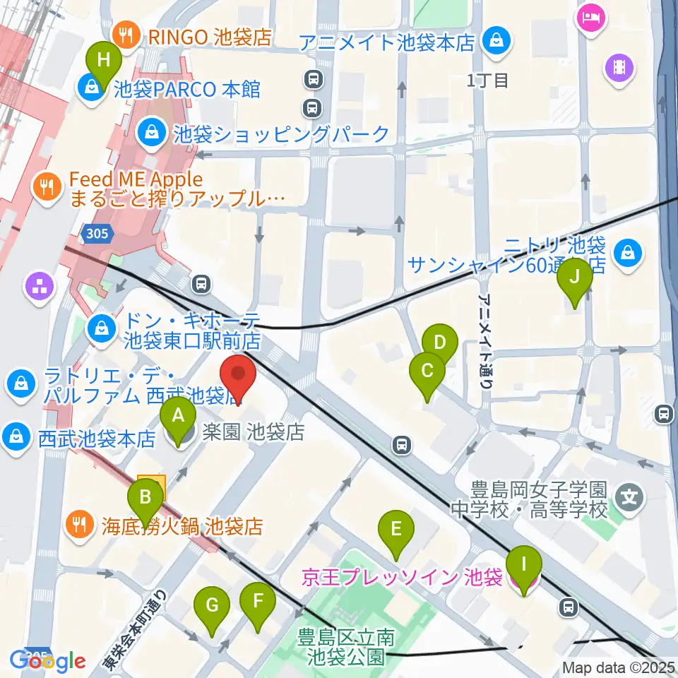 ミュージックスタジオ・フォルテ池袋店周辺のホテル一覧地図
