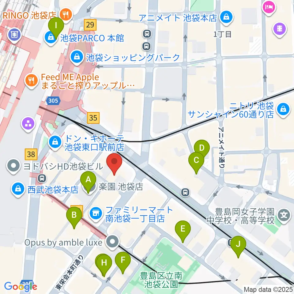 ミュージックスタジオ・フォルテ池袋店周辺のホテル一覧地図