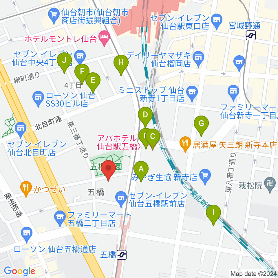 STUDIO B/2 五橋店周辺のホテル一覧地図