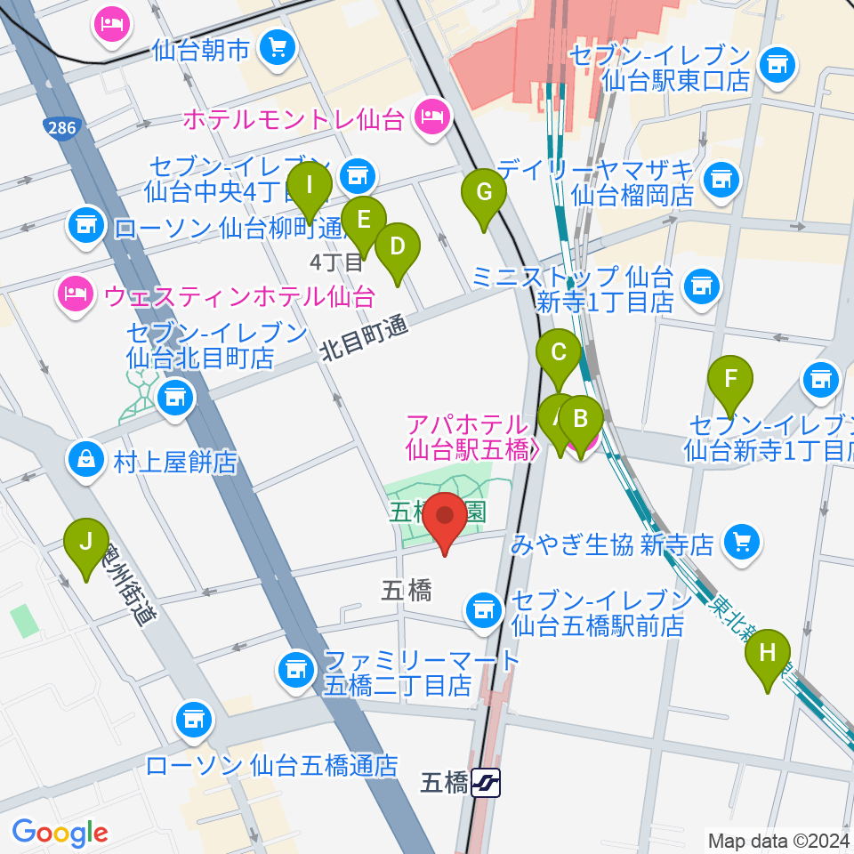 STUDIO B/2 五橋店周辺のホテル一覧地図