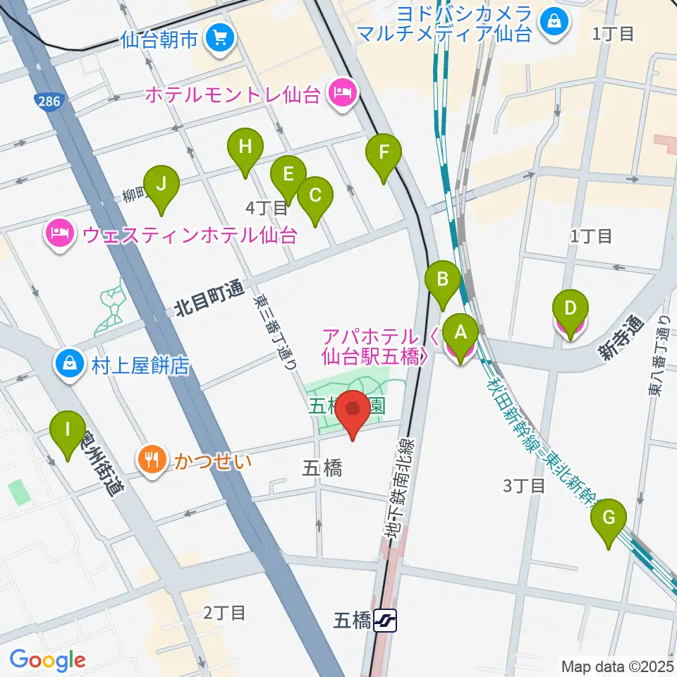 STUDIO B/2 五橋店周辺のホテル一覧地図