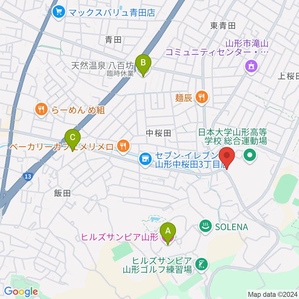 山形サンセットスタジオ周辺のホテル一覧地図