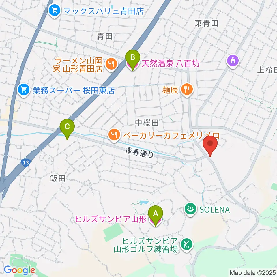 山形サンセットスタジオ周辺のホテル一覧地図
