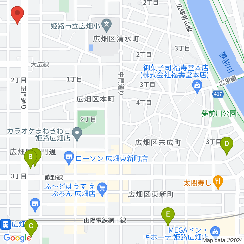 やぎ楽器 広畑店周辺のホテル一覧地図