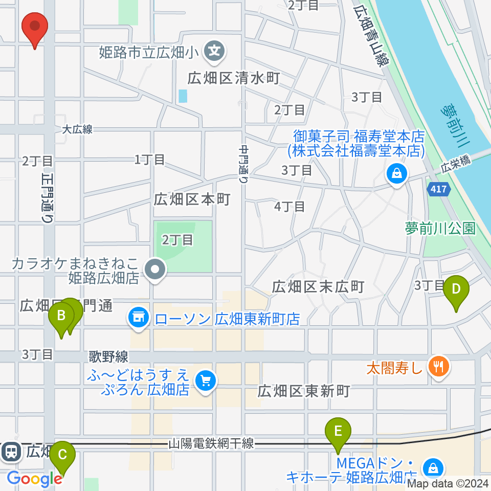 やぎ楽器 広畑店周辺のホテル一覧地図