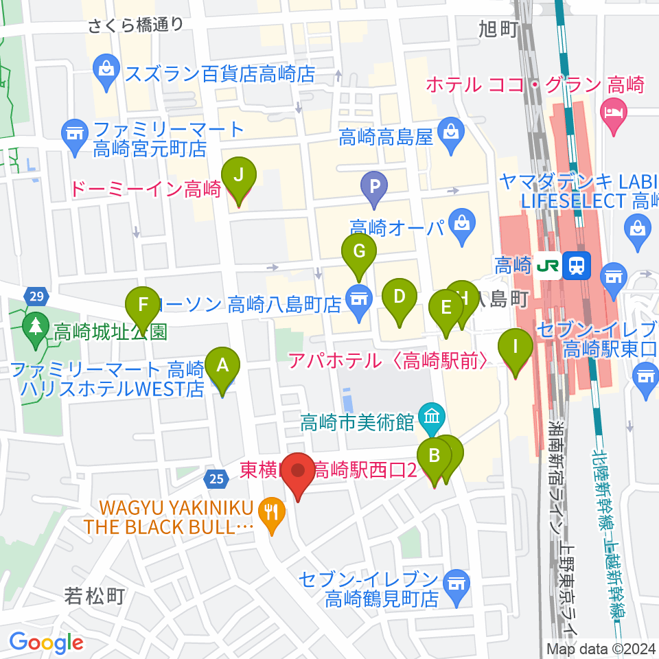 ダストボウル高崎スタジオ周辺のホテル一覧地図