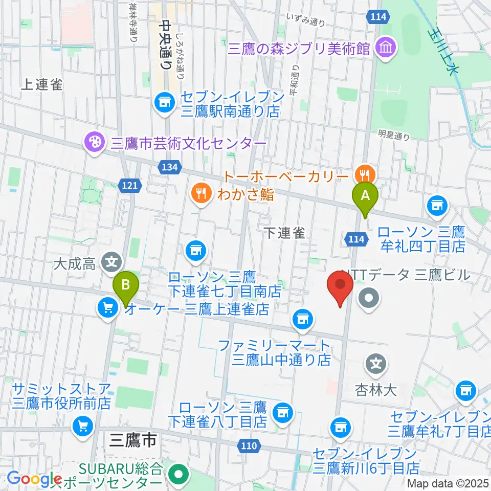 ギタースタジオhacchi周辺のホテル一覧地図