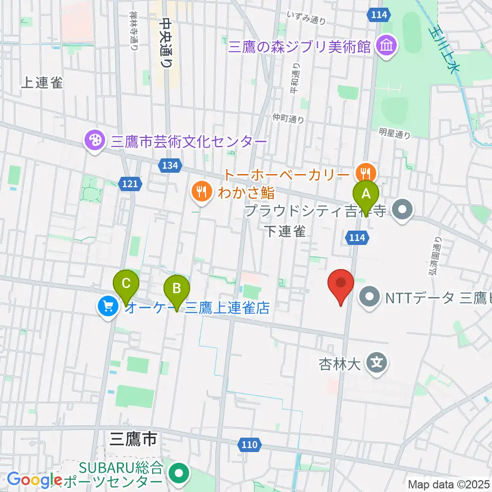 ギタースタジオhacchi周辺のホテル一覧地図
