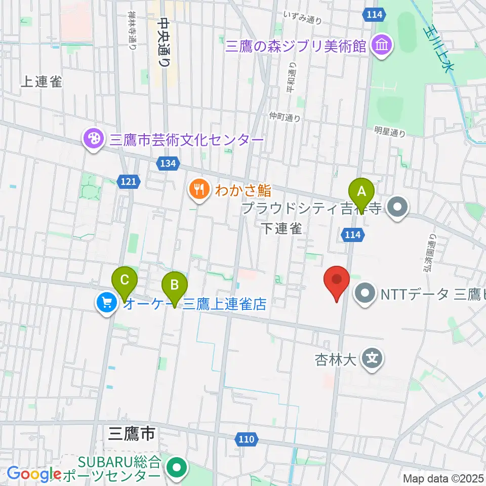 ギタースタジオhacchi周辺のホテル一覧地図