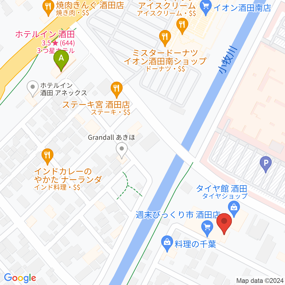 酒田MUSIC FACTORY スタジオ周辺のホテル一覧地図