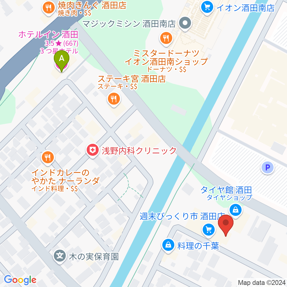 酒田MUSIC FACTORY スタジオ周辺のホテル一覧地図