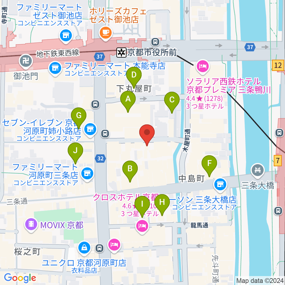 スタジオラグ河原町店周辺のホテル一覧地図