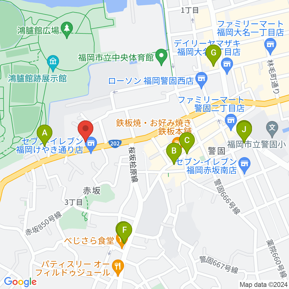 ファイネストピアノ福岡周辺のホテル一覧地図