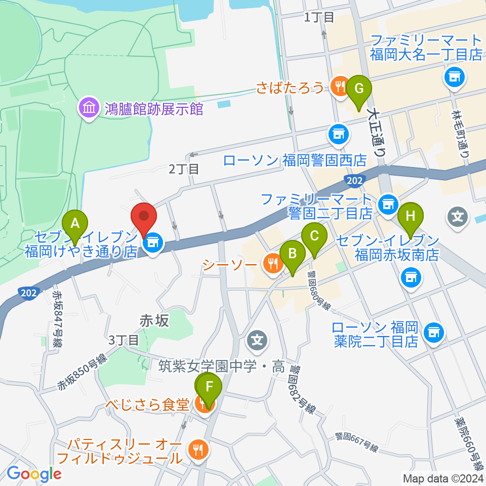 ファイネストピアノ福岡周辺のホテル一覧地図