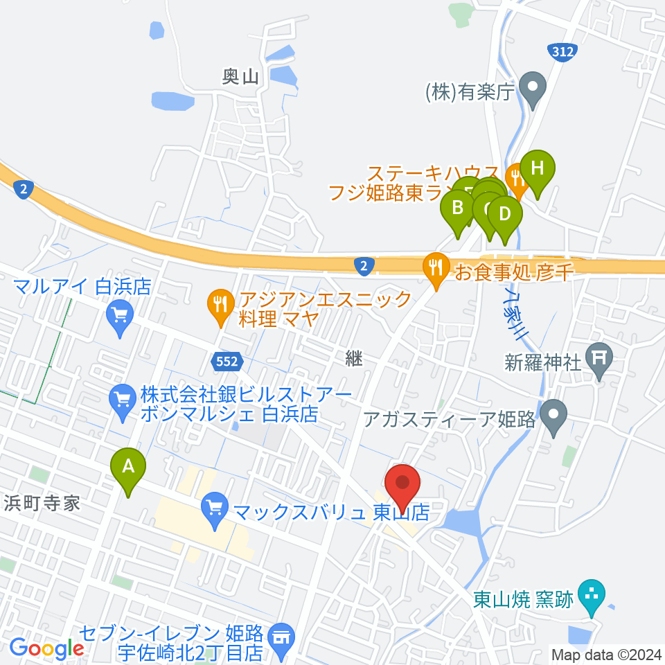 ベータミュージック姫路東店周辺のホテル一覧地図