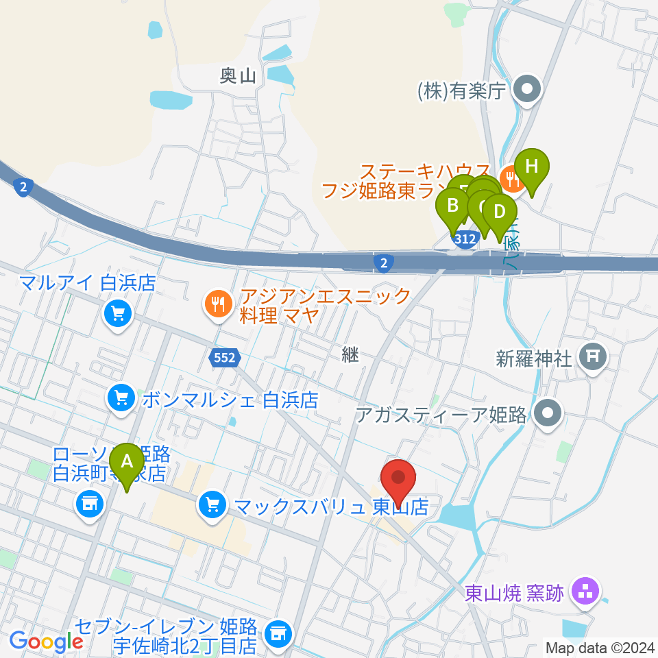 ベータミュージック姫路東店周辺のホテル一覧地図