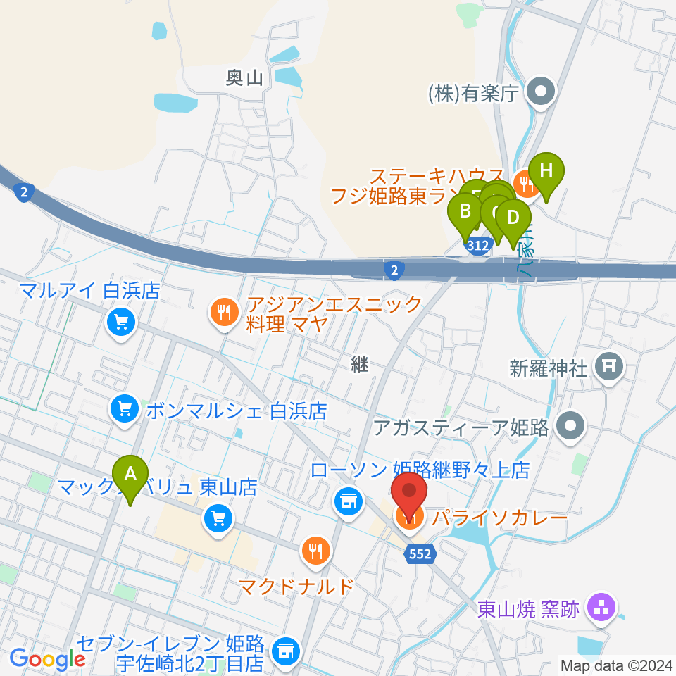 ベータミュージック姫路東店周辺のホテル一覧地図