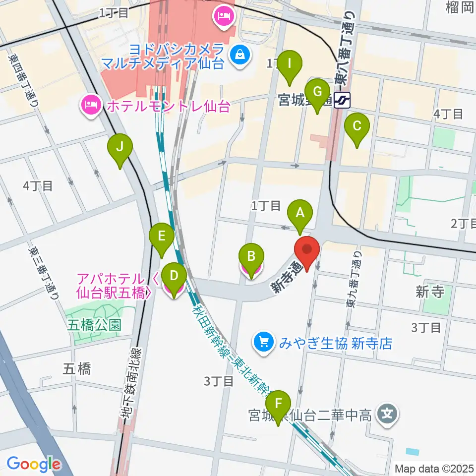 ミュージックランド音楽教室周辺のホテル一覧地図