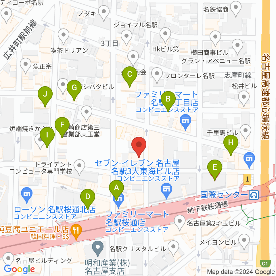 クラブナージ音楽教室 名古屋駅前教室周辺のホテル一覧地図
