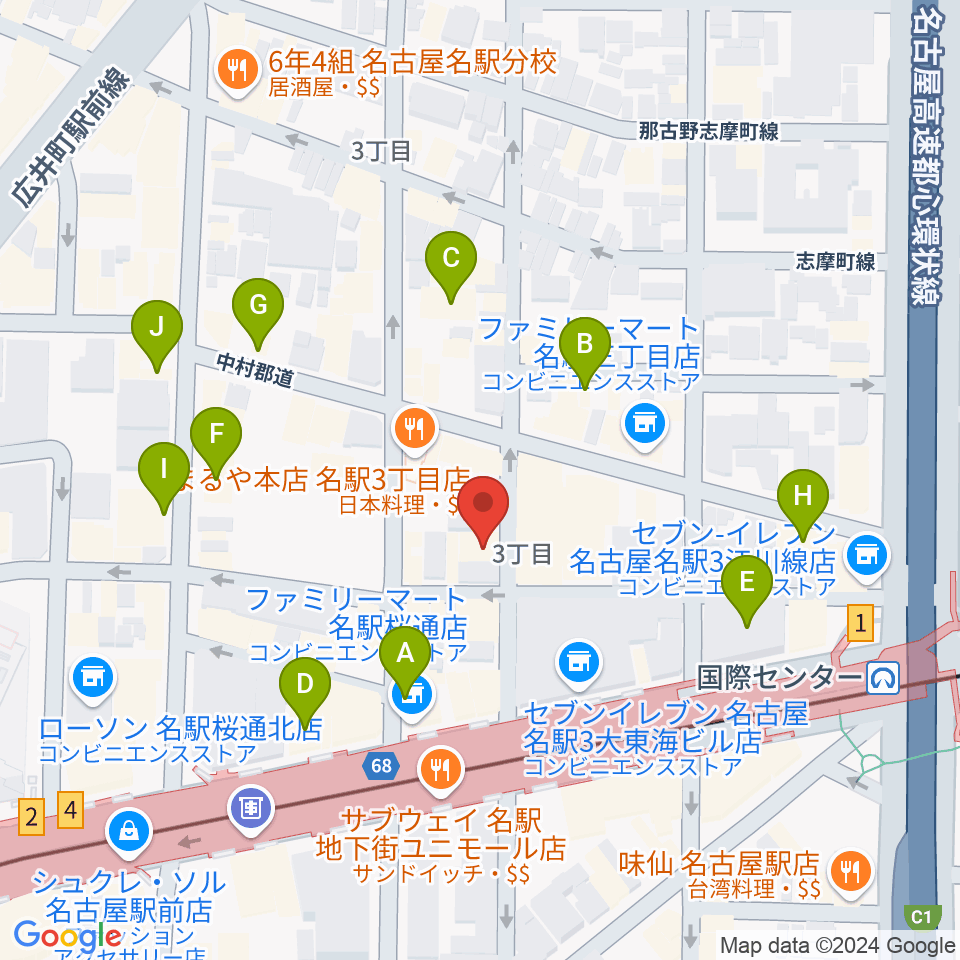 クラブナージ音楽教室 名古屋駅前教室周辺のホテル一覧地図