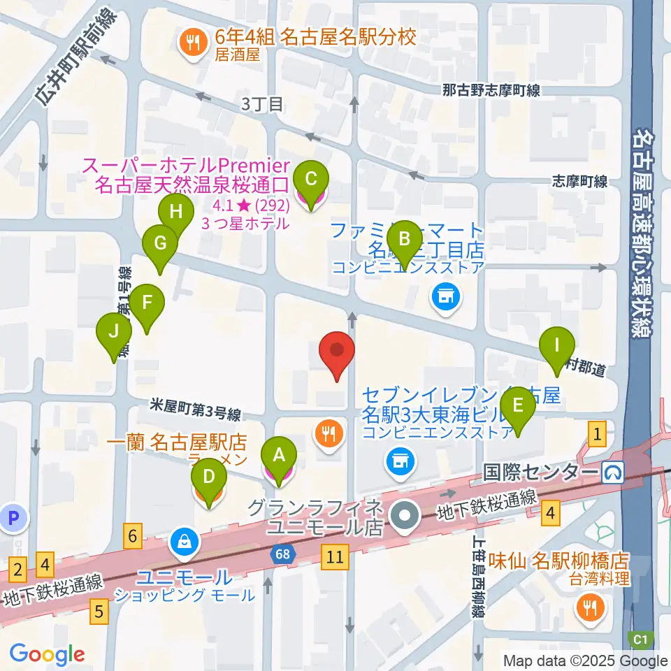 クラブナージ音楽教室 名古屋駅前教室周辺のホテル一覧地図