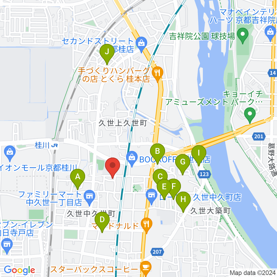 桂川スタジオワールド周辺のホテル一覧地図