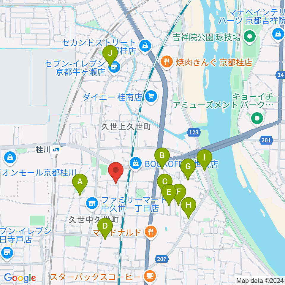 桂川スタジオワールド周辺のホテル一覧地図