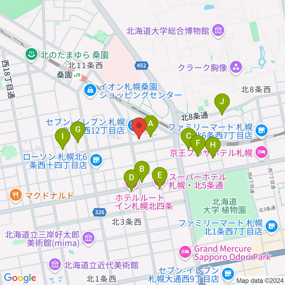 メリフラウズサウンド桑園教室周辺のホテル一覧地図