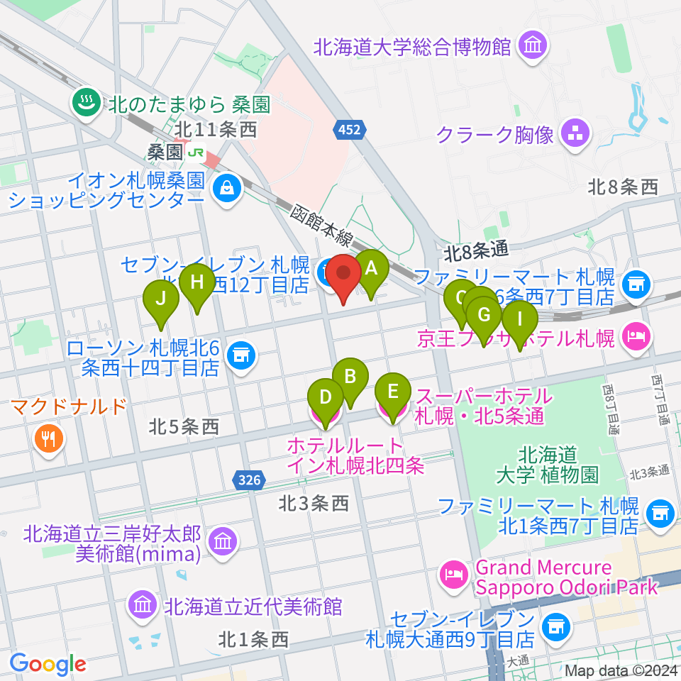 メリフラウズサウンド桑園教室周辺のホテル一覧地図