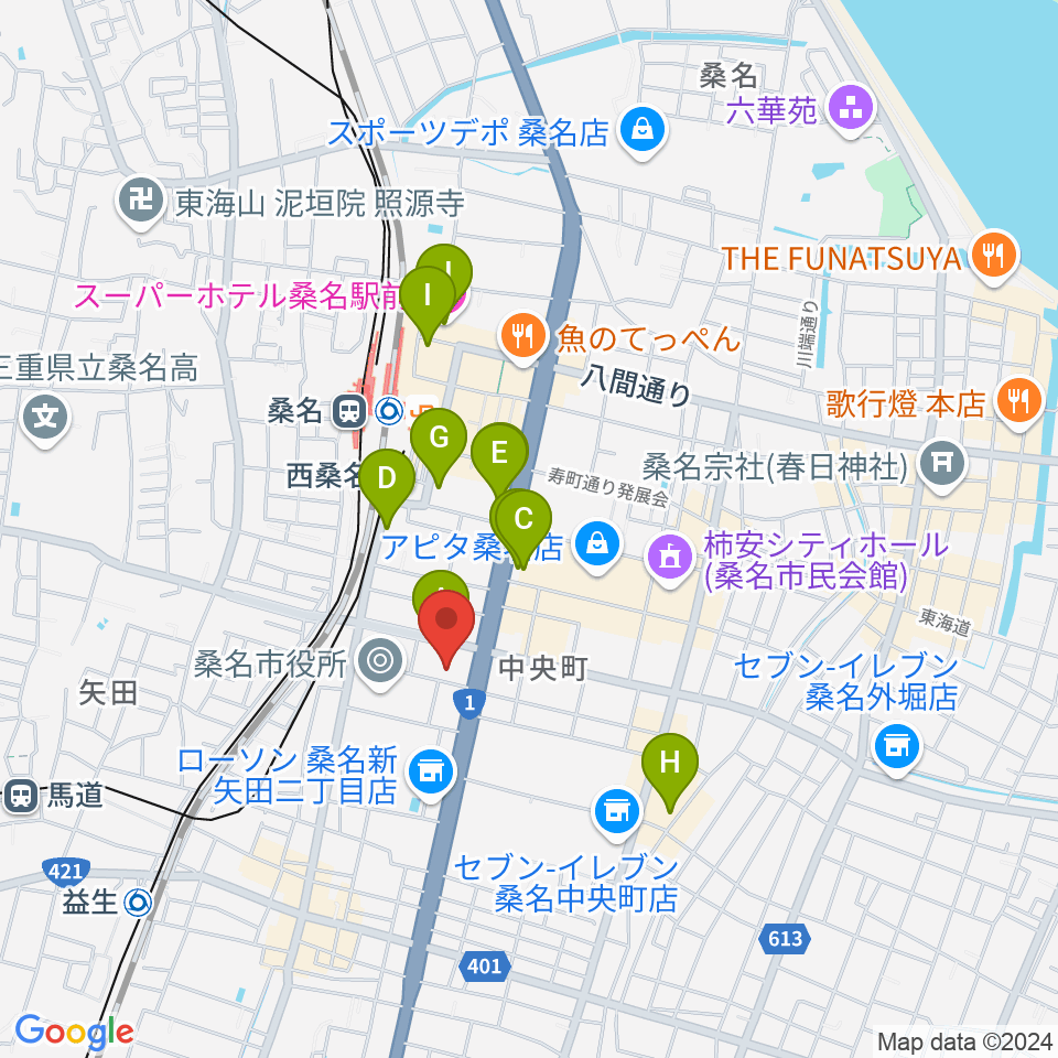 ミュージックショップハマダ周辺のホテル一覧地図