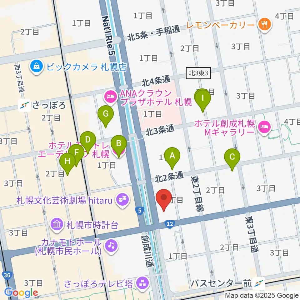 コープさっぽろ文化教室 中央文化教室周辺のホテル一覧地図