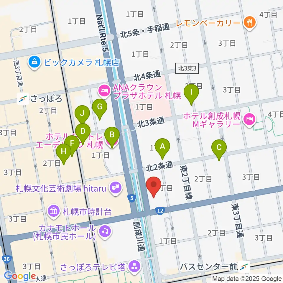 コープさっぽろ文化教室 中央文化教室周辺のホテル一覧地図