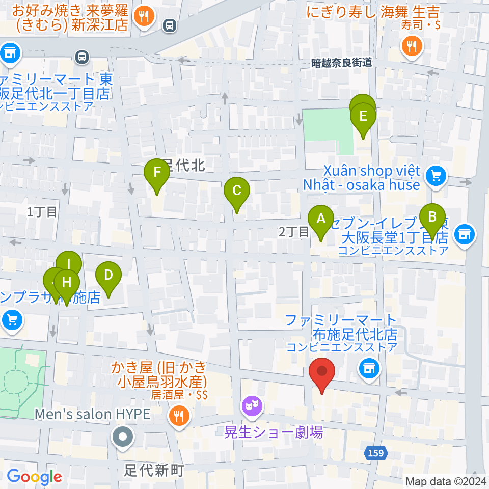 布施アルススタジオ周辺のホテル一覧地図