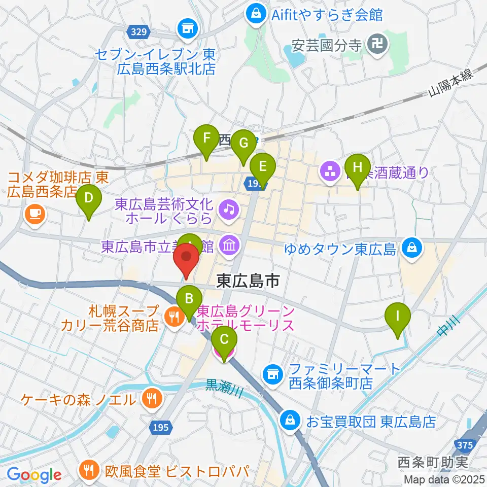 キハラ楽器 東広島センター周辺のホテル一覧地図