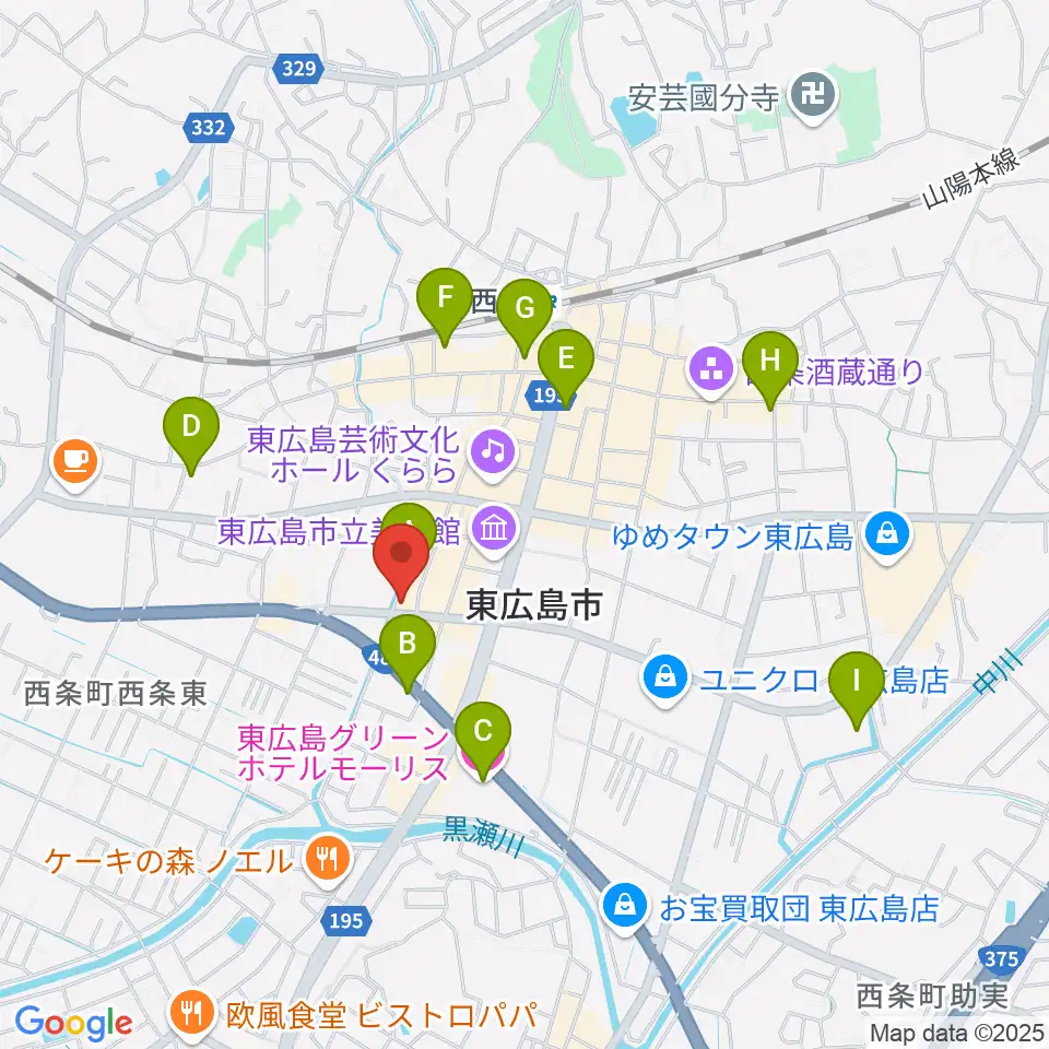キハラ楽器 東広島センター周辺のホテル一覧地図