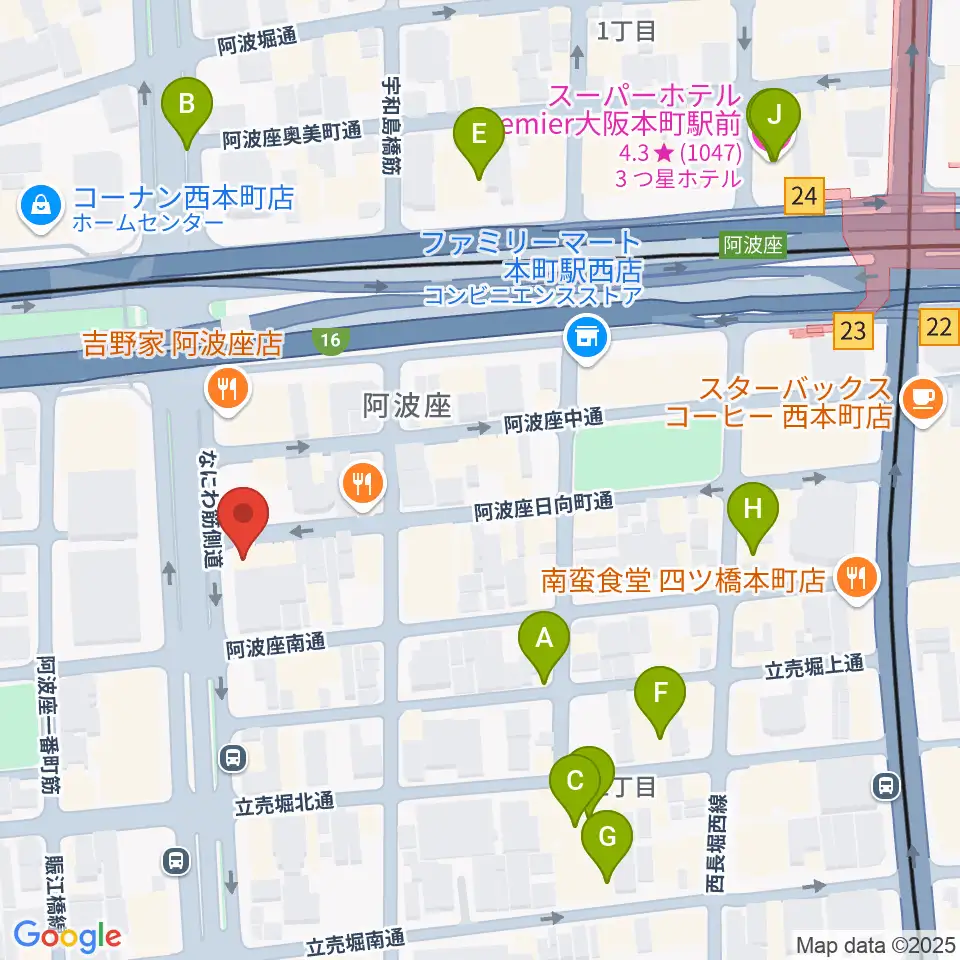 プラスエムレッスン周辺のホテル一覧地図