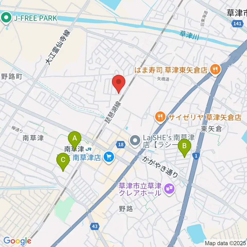 いちご音楽教室周辺のホテル一覧地図