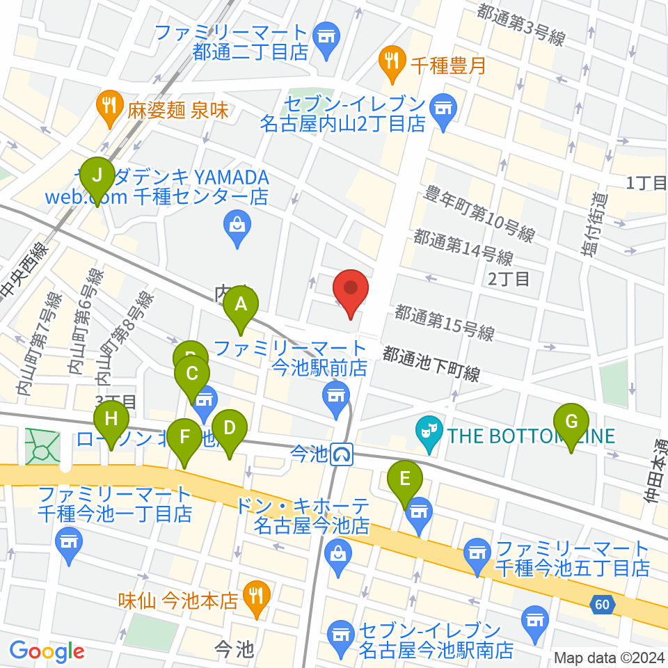 名古屋芸術音楽学院周辺のホテル一覧地図