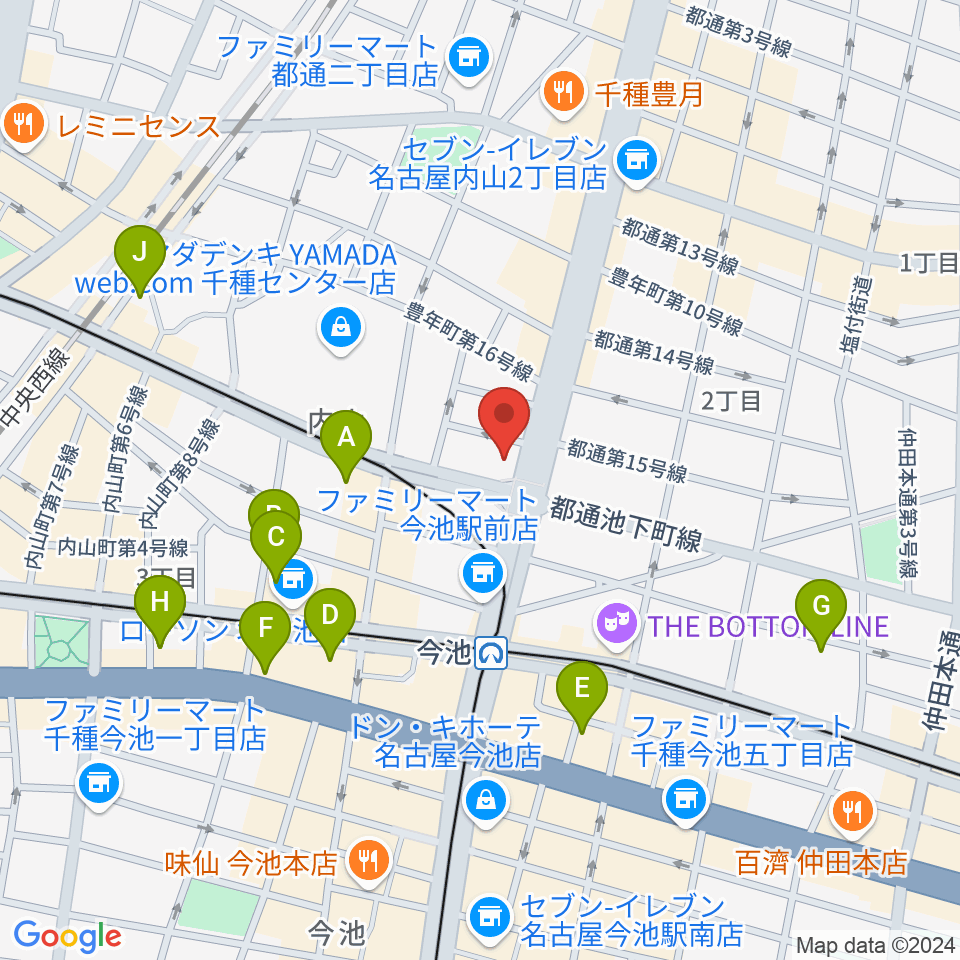 名古屋芸術音楽学院周辺のホテル一覧地図