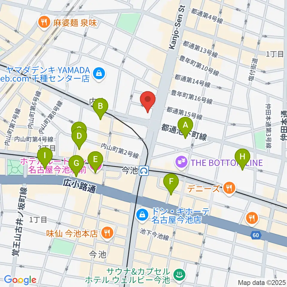 名古屋芸術音楽学院周辺のホテル一覧地図