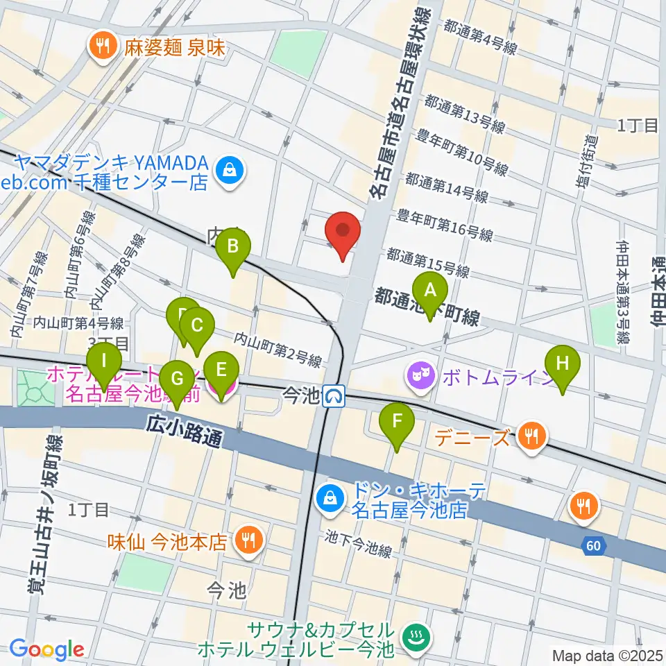 名古屋芸術音楽学院周辺のホテル一覧地図