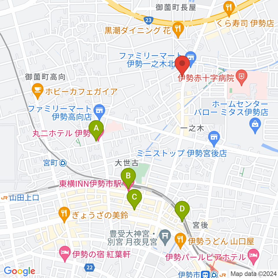伊勢STUDIO Etude周辺のホテル一覧地図
