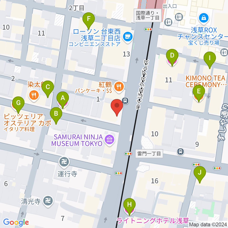 宮本卯之助商店 西浅草店周辺のホテル一覧地図